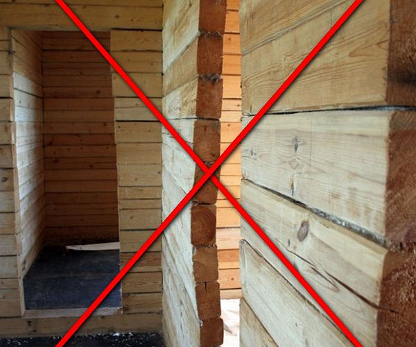 Искривление дверного проема, при отсутствии обсадного бруска.